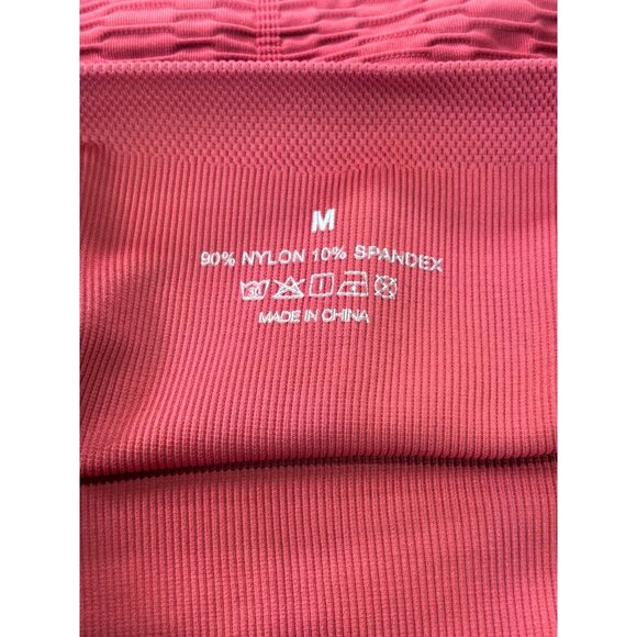 Womens High-Waisted Seamless Pink Workout Shorts - Picture 3 of 7